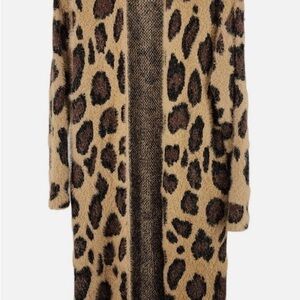 She + Sky Textured Leopard Knit Cardigan One Size Fits Most